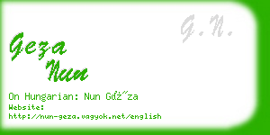 geza nun business card